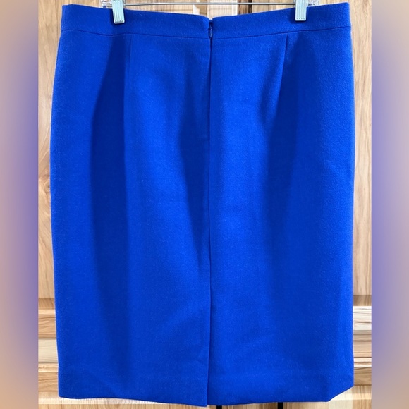 J. Crew Cobalt Blue 100% Wool Midi Pencil Skirt Office Business Sophistication - Picture 4 of 11